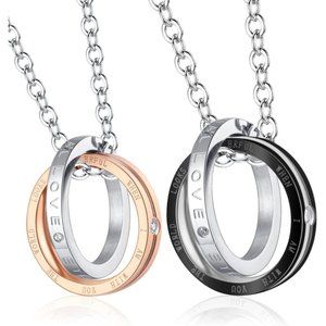 NEW Matching Necklace for Couples - Promise Love Pendant Necklaces Set D…